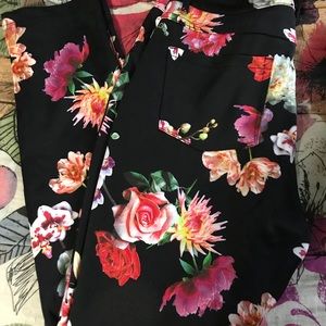 Black Floral Jeggings Plus Size